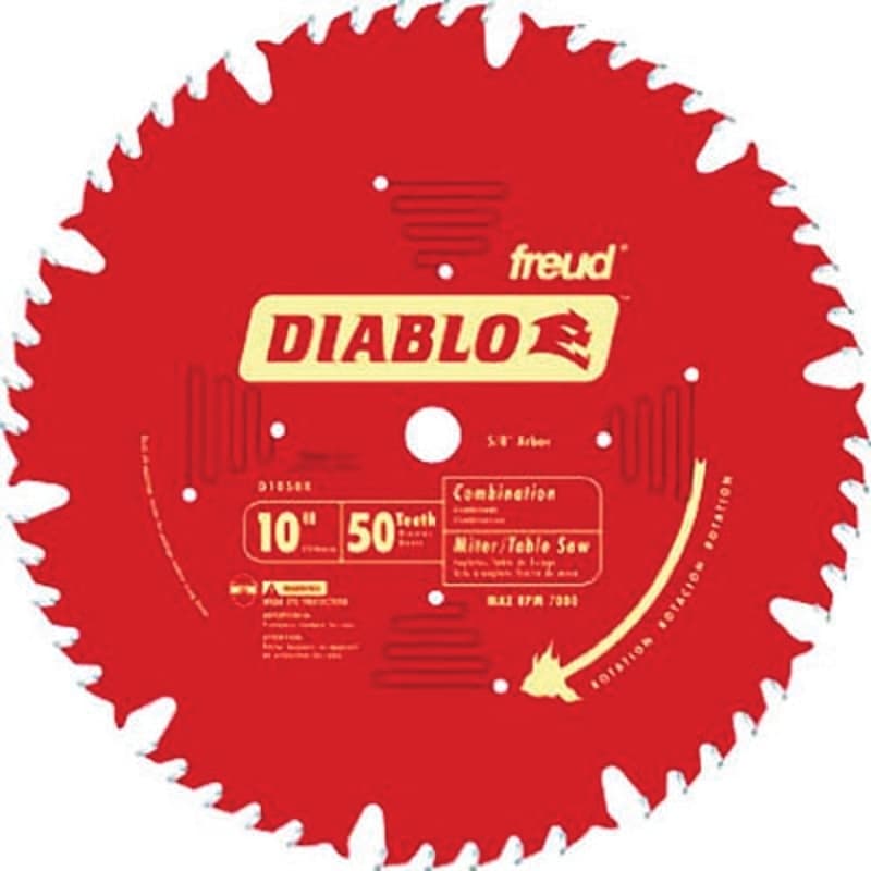 Diablo D1050X Circular Saw Blade, 10 in Dia, 5/8 in Arbor, 50-Teeth, Carbide Cutting Edge – image 1