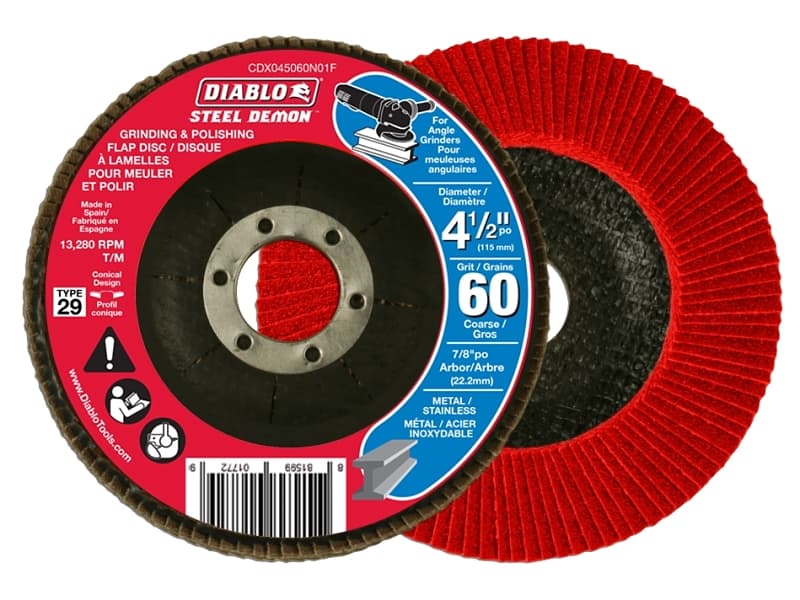 Diablo CDX045060N01F Flap Disc, 4-1/2 in Dia, 7/8 in Arbor, 60 Grit, Zirconium Abrasive – image 1
