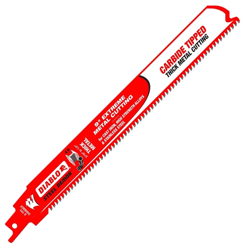 Diablo DS0908CFC Reciprocating Saw Blade, 1 in W, 9 in L, 8 TPI, Carbide Cutting Edge – image 1