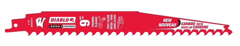 Diablo Demo Demon DS0903CPC Reciprocating Saw Blade, Applicable Materials: Wood, 1 in W, 9 in L, 3 TPI – image 1