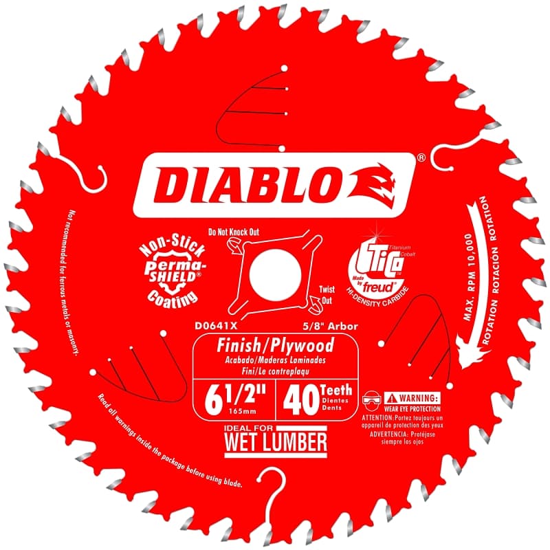 Diablo D0641A Finish Trim Saw Blade, 6-1/2 in Dia, 5/8 in Arbor, 40-Teeth – image 1