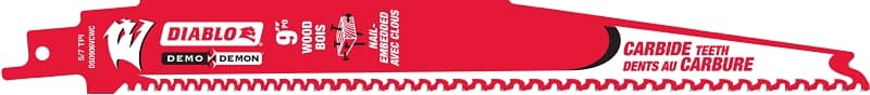 Diablo Demo Demon DS0906VCWC Reciprocating Saw Blade, 9 in L, 6 TPI, Carbide Cutting Edge – image 1