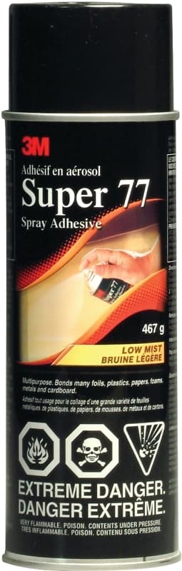 3M Super 77 77-CCVOC30-EF Spray Adhesive, Fruity, Cream, 467 g Aerosol Can – image 1