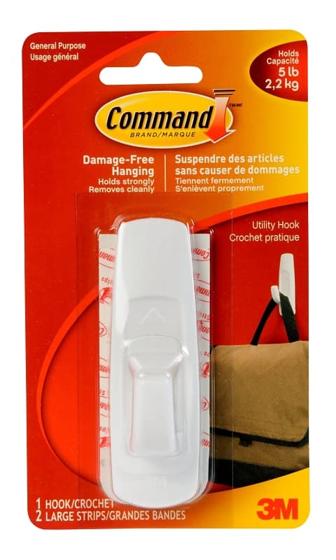 Command 17003C-CS Utility Hook, 5 lb, 1-Hook, Plastic, White – image 1
