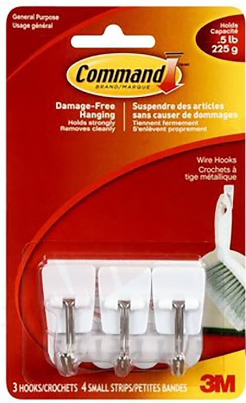 Command 17067C Wire Hook, 0.5 lb, 3-Hook, Plastic, Clear – image 1