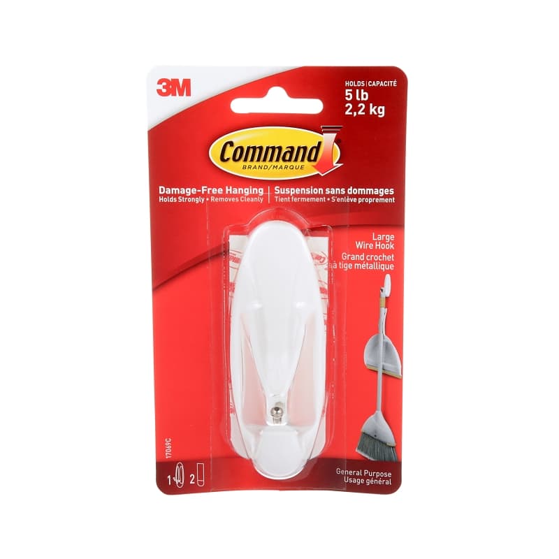 Command 17069C Wire Hook, 5 lb, 2-Hook, White – image 1