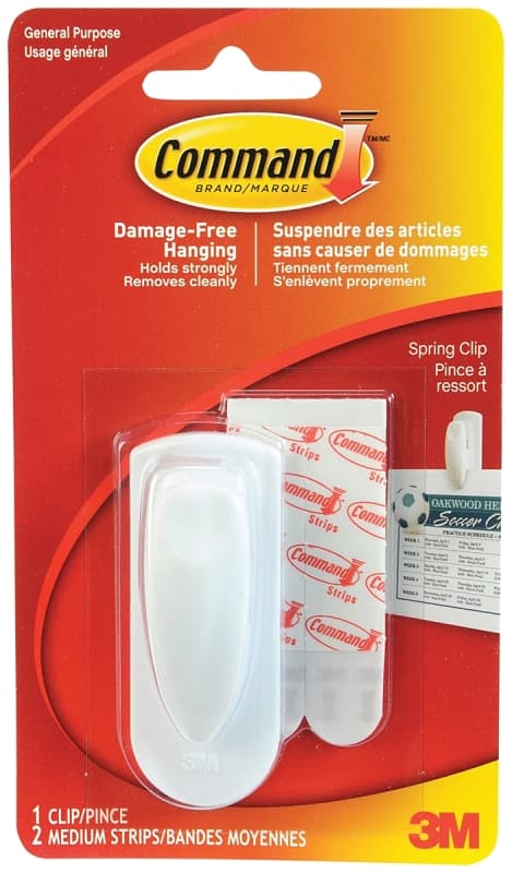 Command 17005-HWEF Spring Clip, 1-Hook, White – image 1
