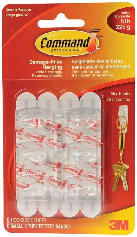 Command 17006C Utility Hook, 0.5 lb, 6-Hook, White – image 1