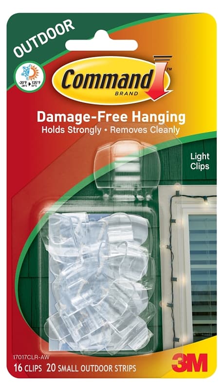 Command 17017CLR-AWC Outdoor Light Clip, Plastic, Clear – image 1