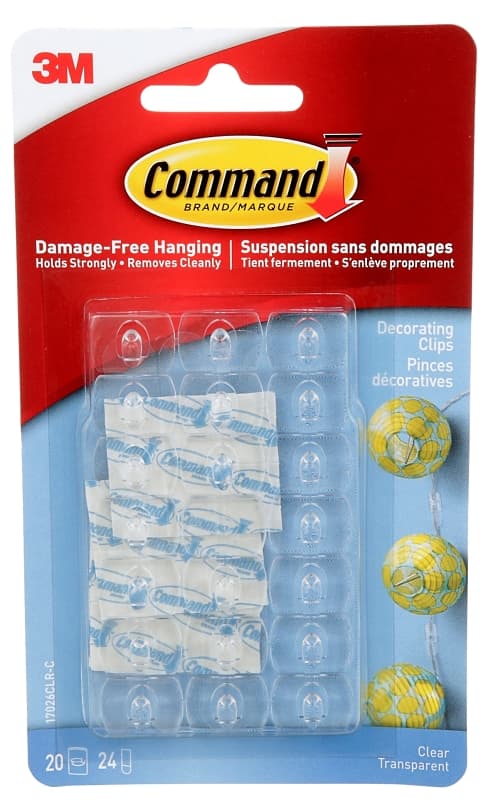 Command 17026CLR-C Decorating Clip, 0.5 lb, Plastic, Clear – image 1