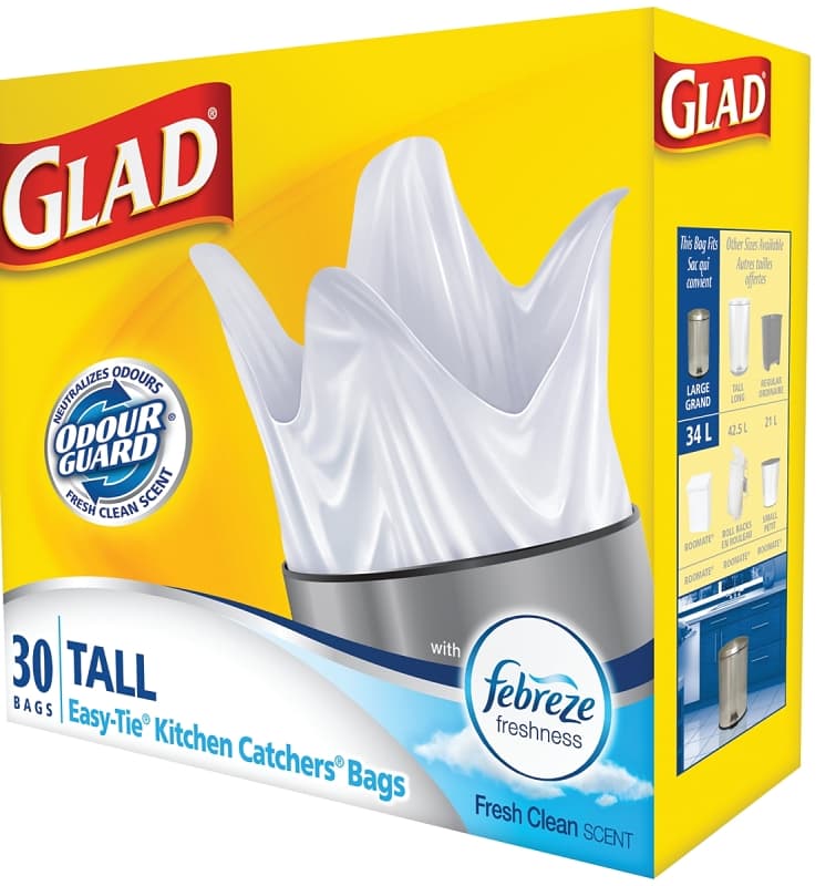 Glad Easy-Tie 30221FRM1 Tall Garbage Bag, 45 L, Plastic, White – image 1
