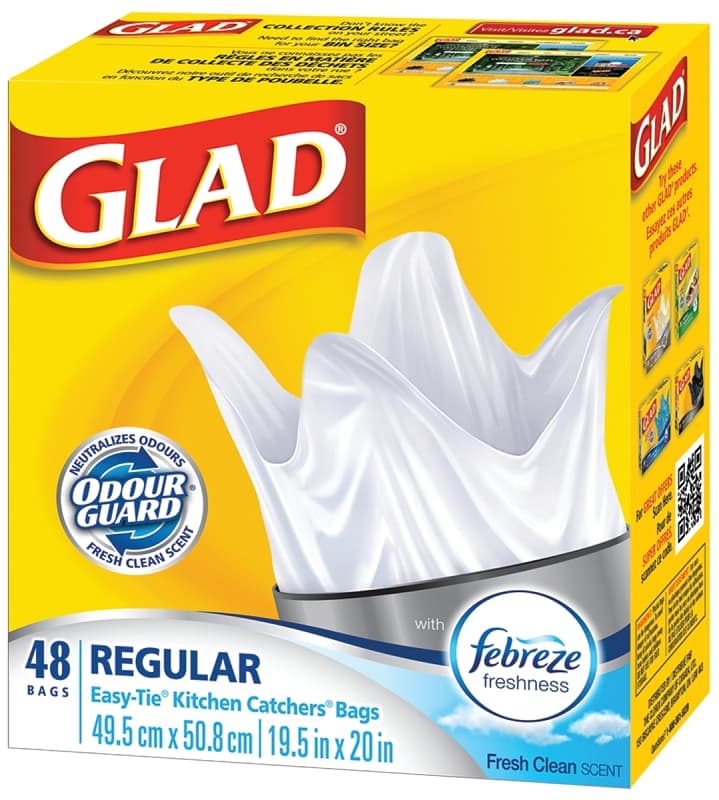 Glad Easy-Tie 30219FRM1 Garbage Bag, Regular, Plastic, White – image 1