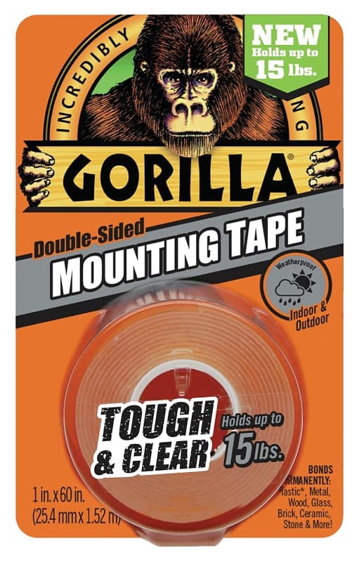 Gorilla Tough & Clear 6065101 Mounting Tape, 60 in L, 1 in W, Clear – image 1