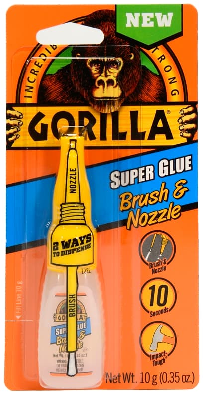 Gorilla 7510101 Super Glue Brush and Nozzle, Liquid, Irritating, Straw/White Water, 10 g Bottle – image 1