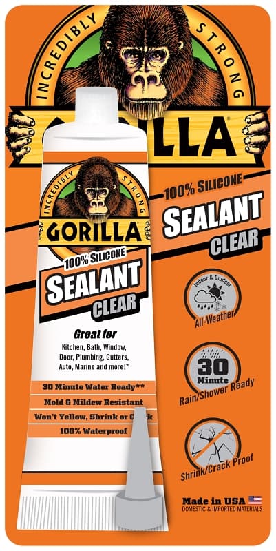 Gorilla 8190002 Silicone Sealant, Clear, -40 to 350 deg F, 2.8 oz Tube – image 1