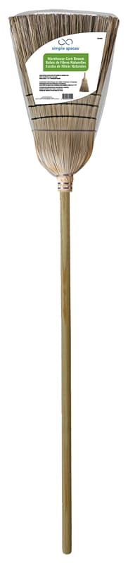 Simple Spaces 502 Warehouse Broom, 12 in Sweep Face, 18 in L Trim, Fiber Bristle, 55-1/4 in L, Hardwood Handle – image 1