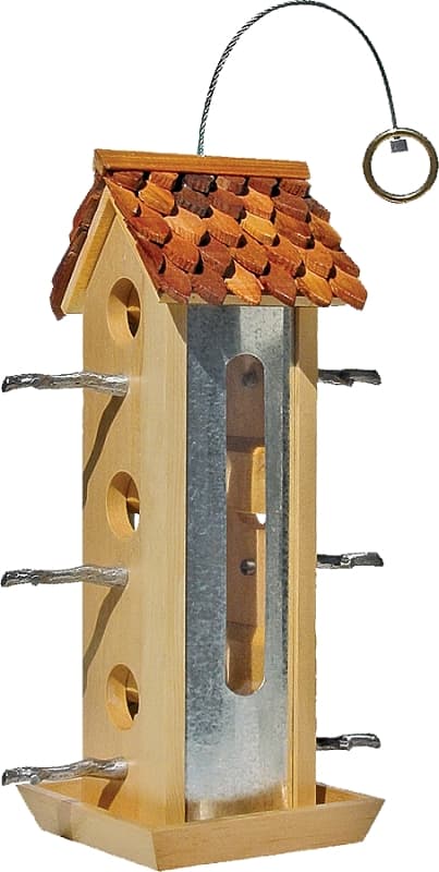 Perky-Pet 50171 Tin Jay Wood Bird Feeder, 2 lb, Fir Wood, Hanging/Pole Mounting – image 1