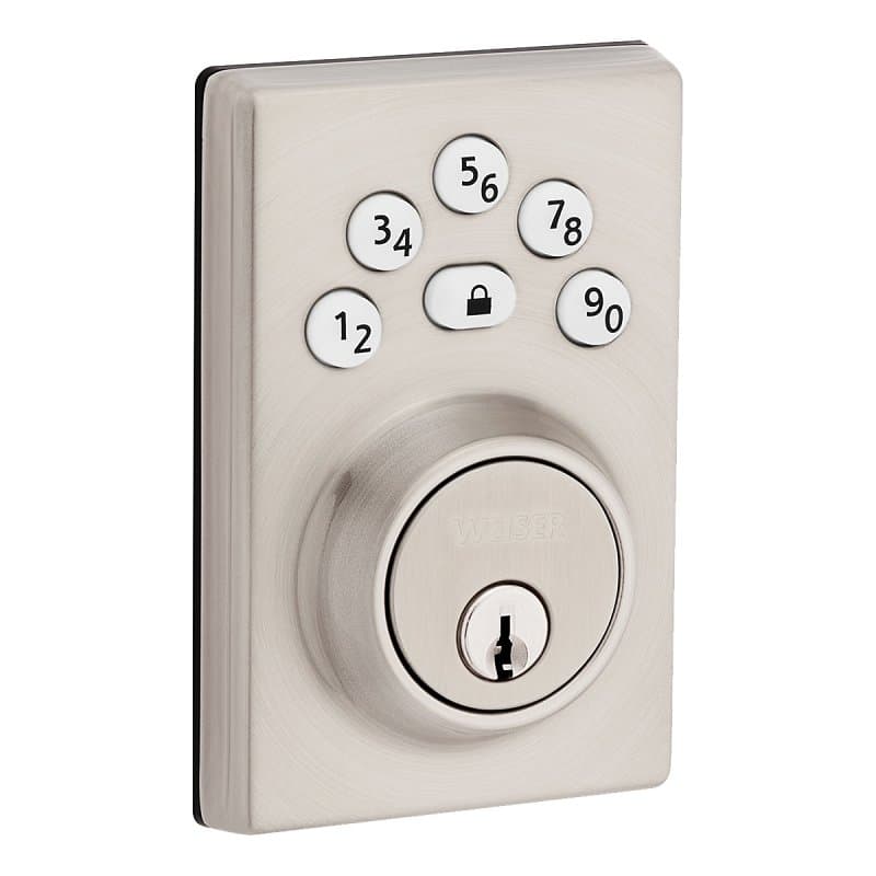 Weiser Elements 9GED92400-005 Deadbolt, 3 Grade, Keypad Key, Zinc, Satin Nickel, 1-3/8 to 1-3/4 in Thick Door – image 1