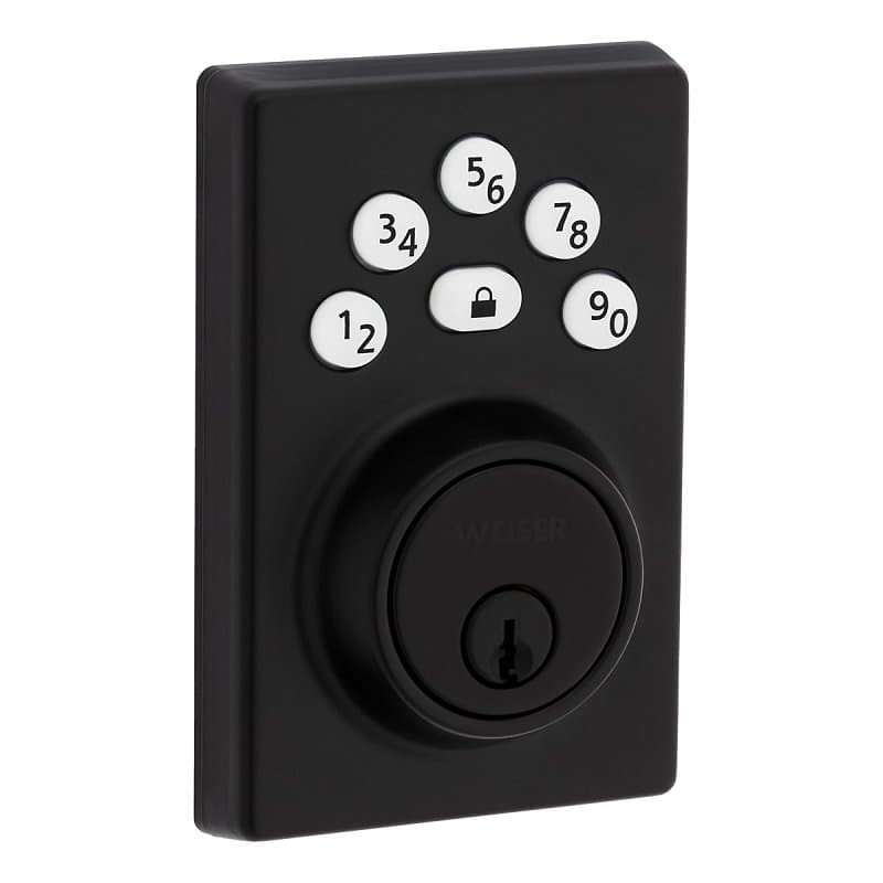 Weiser Elements 9GED92400-006 Deadbolt, 3 Grade, Keypad Key, Zinc, Matte Black, 1-3/8 to 1-3/4 in Thick Door – image 1