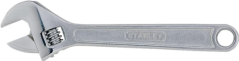 STANLEY 87-471 Adjustable Wrench, 10 in OAL, 1-2/11 in Jaw, Steel, Chrome, Plain-Grip Handle – image 1