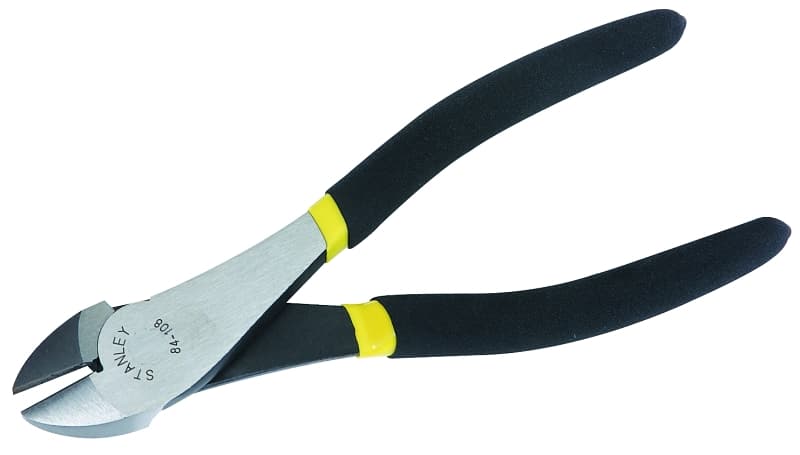 STANLEY 84-105 Diagonal Cutting Plier, 6-3/16 in OAL, 25 mm Cutting Capacity, Black Handle, Double Dipped Handle – image 1