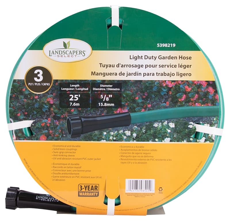 Landscapers Select GH-585013L Garden Hose, 25 ft L, Female x Male, PVC, Green – image 1