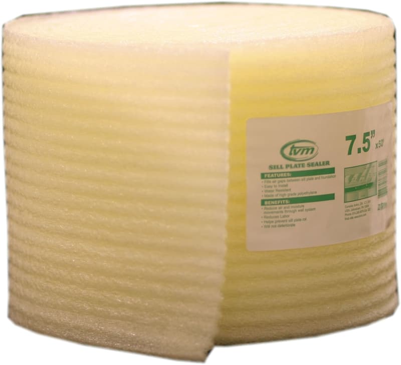 TVM W508 Sill Seal, 7-1/2 in W, 50 ft L Roll, Polyethylene, Yellow – image 1