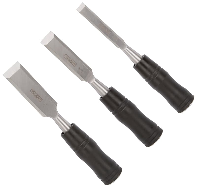 Vulcan JL13210 Chisel Set, 3-Piece, Steel/Wood, Polished, Black – image 1