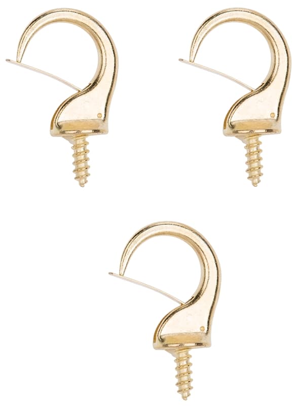 ProSource PH-122242-PS Cup Hook, 17/32 in Thread, 46 mm L, Zinc Alloy, Polished Brass – image 1
