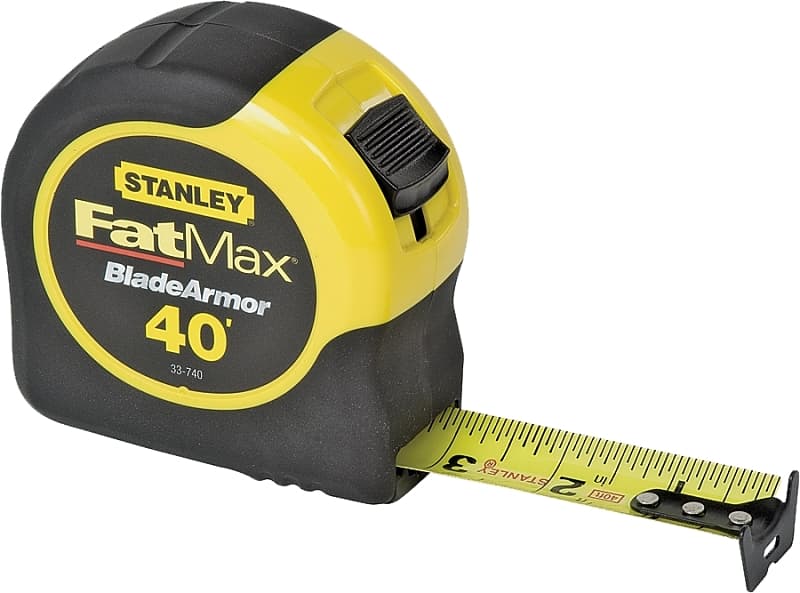 STANLEY 33-740L Tape Measure, 40 ft L Blade, 1-1/4 in W Blade, Steel Blade, ABS Case, Black/Yellow Case – image 1