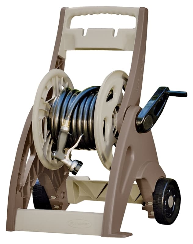Suncast JNF175B Hose Reel Cart, 5/8 in Hose, 175 ft of 5/8 in Hose, Crank Handle, Vinyl – image 1