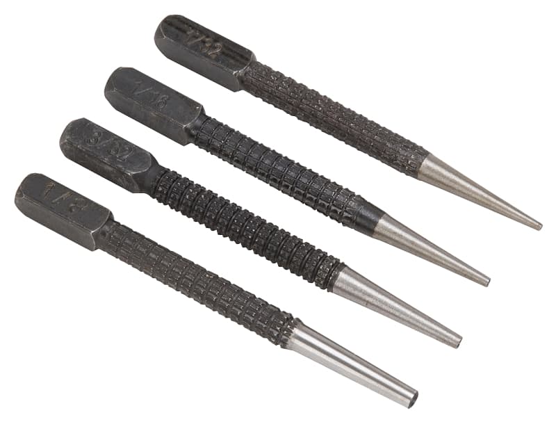 Vulcan JLO-048 Nail Punch Set 4Pc, 4-Piece, Alloy Steel, Blackened, Black – image 1