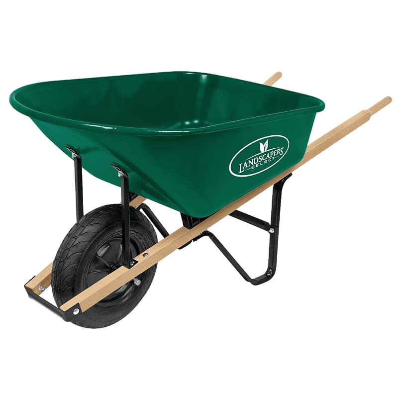 Landscapers Select 34564 Wheelbarrow, 6 cu-ft Volume, Steel Tray, 1-Wheel, Pneumatic Wheel, 16 in Wheel – image 1