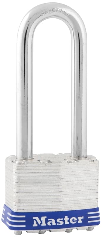 Master Lock 1DLJ Padlock, Keyed Different Key, 5/16 in Dia Shackle, 2-1/2 in H Shackle, Steel Shackle, Steel Body – image 1