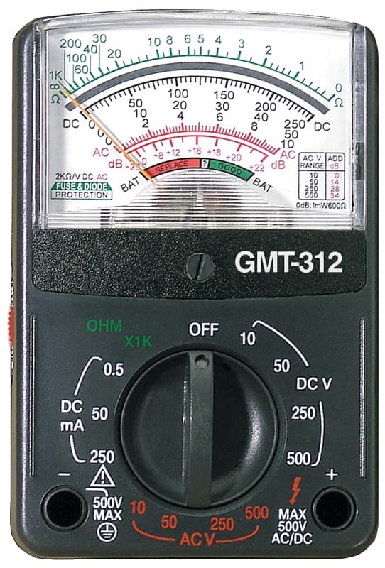 Gardner Bender GMT-312 Multimeter, Analog Display, Functions: AC Voltage, Continuity, DC Current, DC Voltage, Resistance, Black – image 1