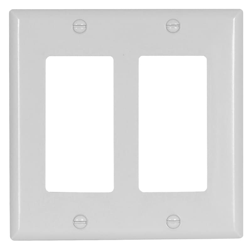 Eaton 2152W-BOX Wallplate, 4-1/2 in L, 4.56 in W, 2-Gang, Thermoset, White, High-Gloss – image 1