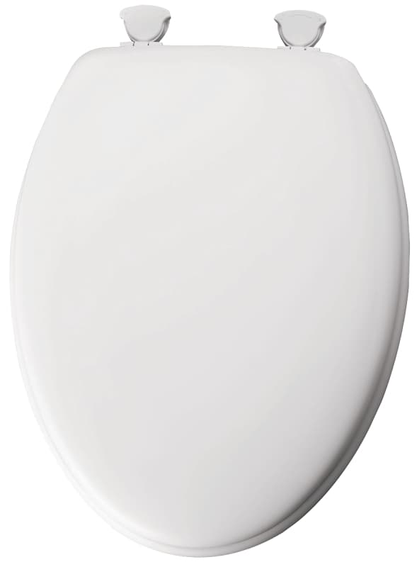 Bemis 144EC-000 Toilet Seat, Elongated, Molded Wood, White, Twist Hinge – image 1