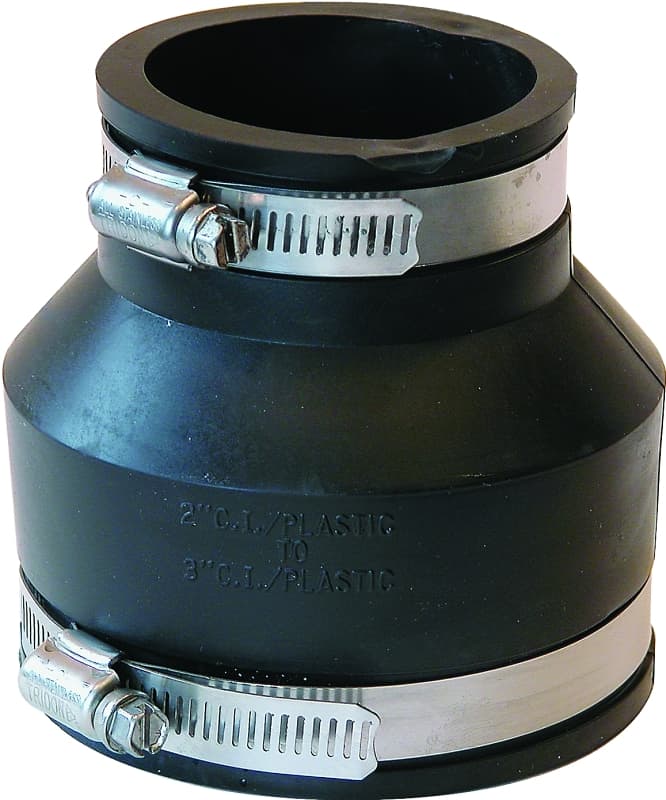 Fernco P1056-32 Flexible Coupling, 3 x 2 in, PVC, Black, 4.3 psi Pressure – image 1