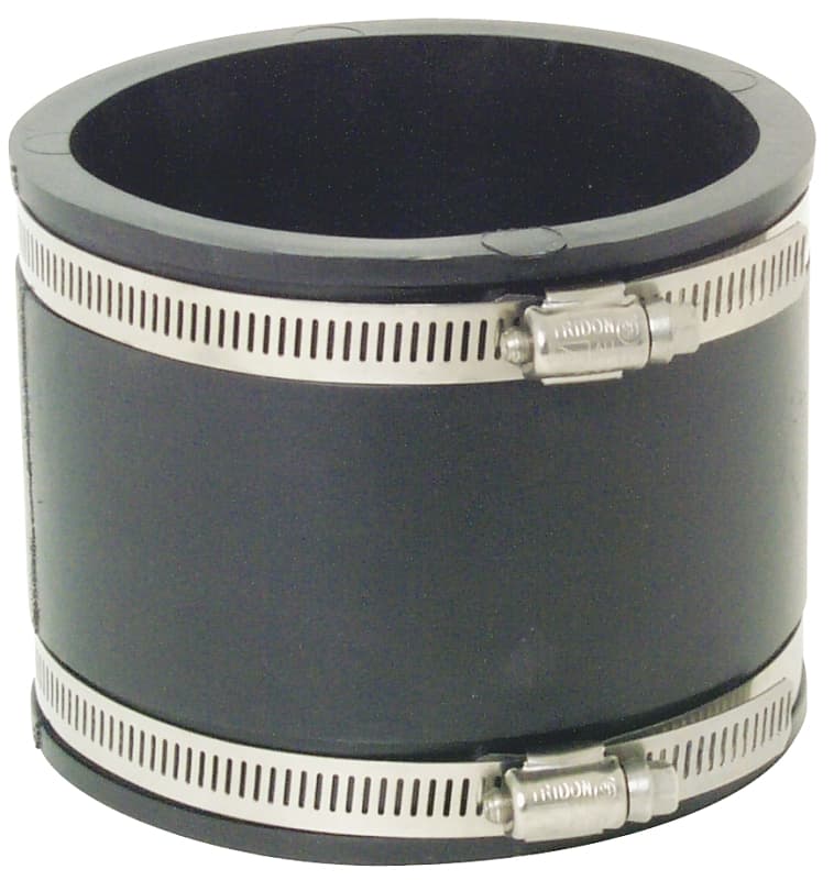 Fernco P1056-44 Flexible Coupling, 4 in, PVC, Black, 4.3 psi Pressure – image 1