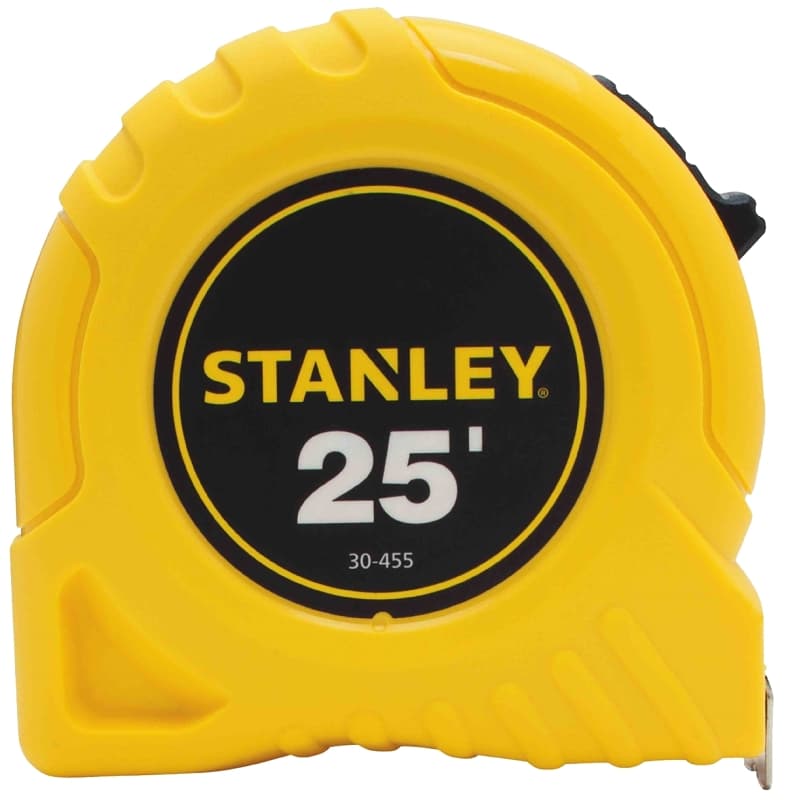 STANLEY 30-455 Measuring Tape, 25 ft L Blade, 1 in W Blade, Steel Blade, ABS Case, Yellow Case – image 1