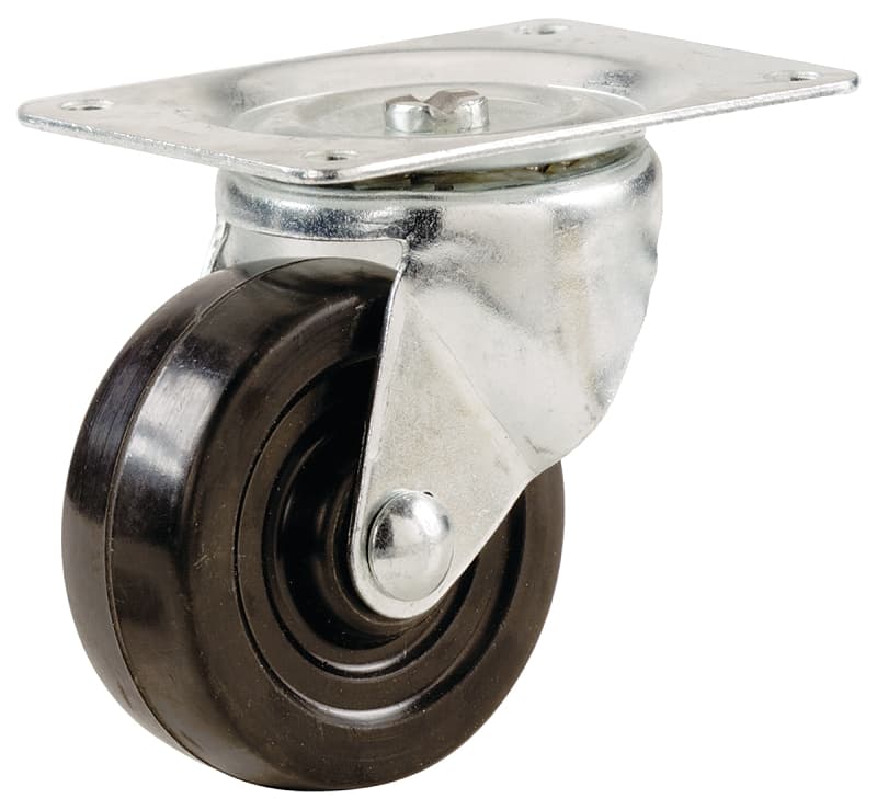 Shepherd Hardware 9478 Swivel Caster, 2-1/2 in Dia Wheel, 1-1/8 in W Wheel, Rubber Wheel, 100 lb – image 1
