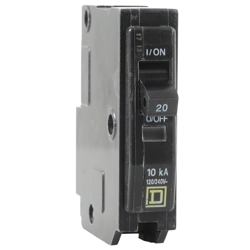 Square D QO QO120CP Circuit Breaker, Mini, 20 A, 1 -Pole, 120/240 VAC, 48 VDC, Fixed Trip, Plug Mounting – image 1