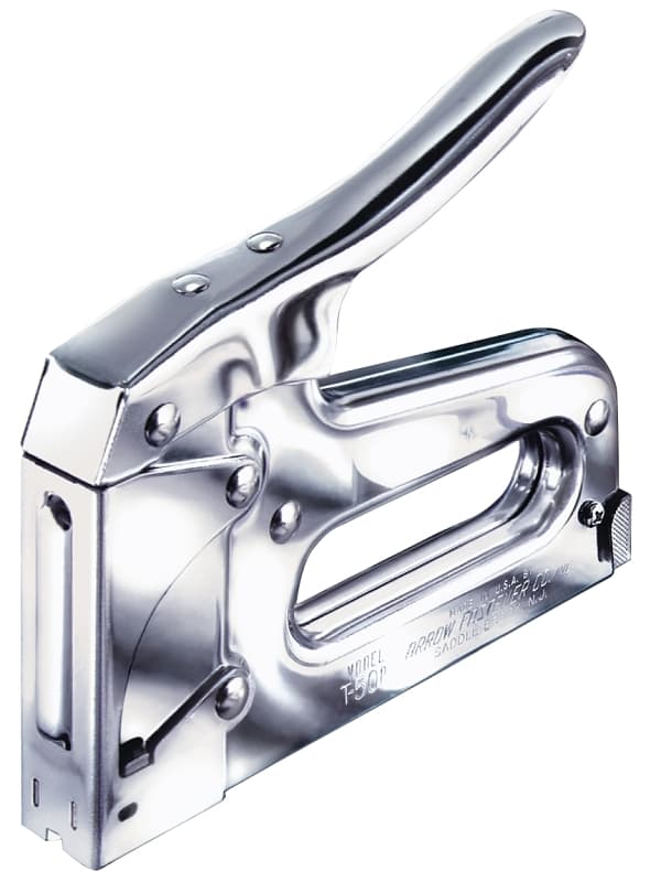 Arrow T50 Staple, T50 Staple, 3/8 in W Crown, 1/4 to 9/16 in L Leg, Steel Staple – image 1