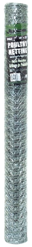 Jackson Wire 12 01 19 16 Poultry Hex Netting, 25 ft L, 36 in W, 20 Gauge, Hexagonal Mesh, 1 in Mesh, Galvanized – image 1