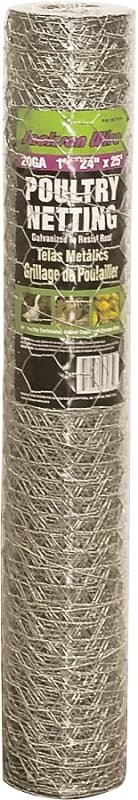 Jackson Wire 12 01 18 16 Poultry Hex Netting, 25 ft L, 24 in W, 20 Gauge, Hexagonal Mesh, 1 in Mesh, Galvanized – image 1