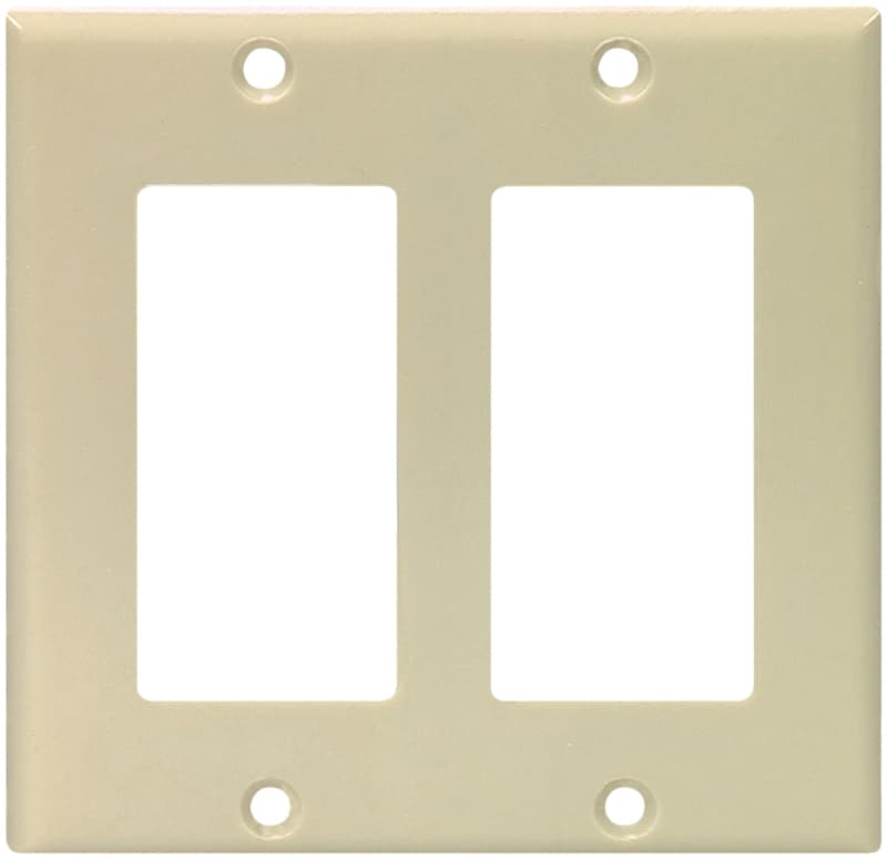 Eaton Cooper Wiring 2152 2152V-BOX Wallplate, 4-1/2 in L, 4.56 in W, 2 -Gang, Thermoset, Ivory, High-Gloss – image 1