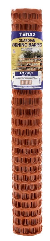 Tenax Guardian Series 2A060006 Visual Barrier, 100 ft L, 1-3/4 x 1-3/4 in Mesh, Oval Mesh, HDPE, Orange – image 1