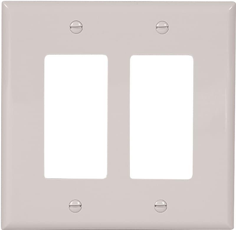 Eaton Wiring Devices PJ262W Wallplate, 4-1/2 in L, 4.56 in W, 2 -Gang, Polycarbonate, White, High-Gloss – image 1