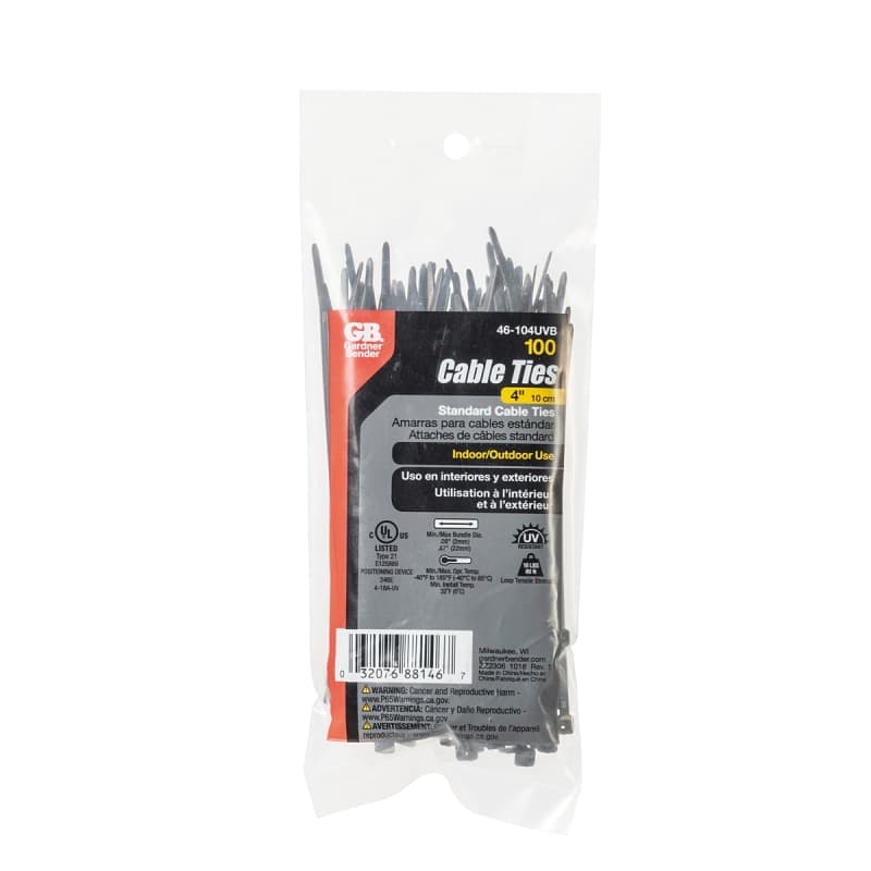 Gardner Bender 46-104UVB Cable Tie, Nylon, Black – image 1