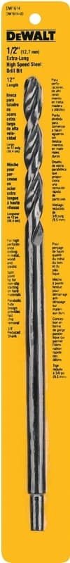 DEWALT DW1614 Drill Bit, 1/2 in Dia, 12 in OAL, Spiral Flute, 1/2 in Dia Shank, Round Shank – image 1